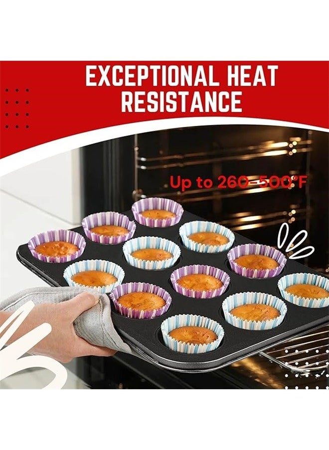 yongsheng 12 Grid Cup Cake Mould black 35.2X26.5cm，Muffin Tray Cupcake Baking Pan , 12-Cup Nonstick Carbon Steel Muffin Tins Non-Stick Cupcake Tin Bakeware Accessories for Baking Cupcakes Muffin Brownies Snacks, Easy Clean, Fridge Safe  - Image 3