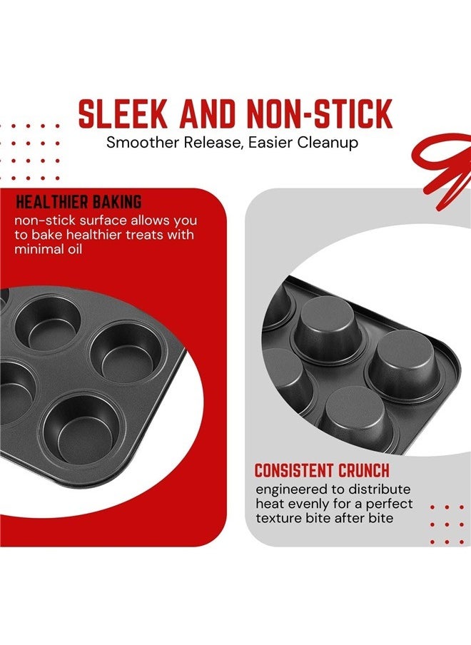 yongsheng 12 Grid Cup Cake Mould black 35.2X26.5cm，Muffin Tray Cupcake Baking Pan , 12-Cup Nonstick Carbon Steel Muffin Tins Non-Stick Cupcake Tin Bakeware Accessories for Baking Cupcakes Muffin Brownies Snacks, Easy Clean, Fridge Safe  - Image 5