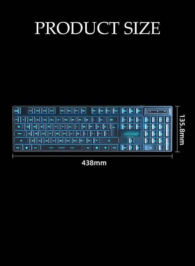 DUNISO Mechanical Gaming Keyboard 104 Key Floating Keycap Wired Keyboard with Ice Blue Backlit RGB Silent Office Keyboard for PC Gaming and Working - Image 4
