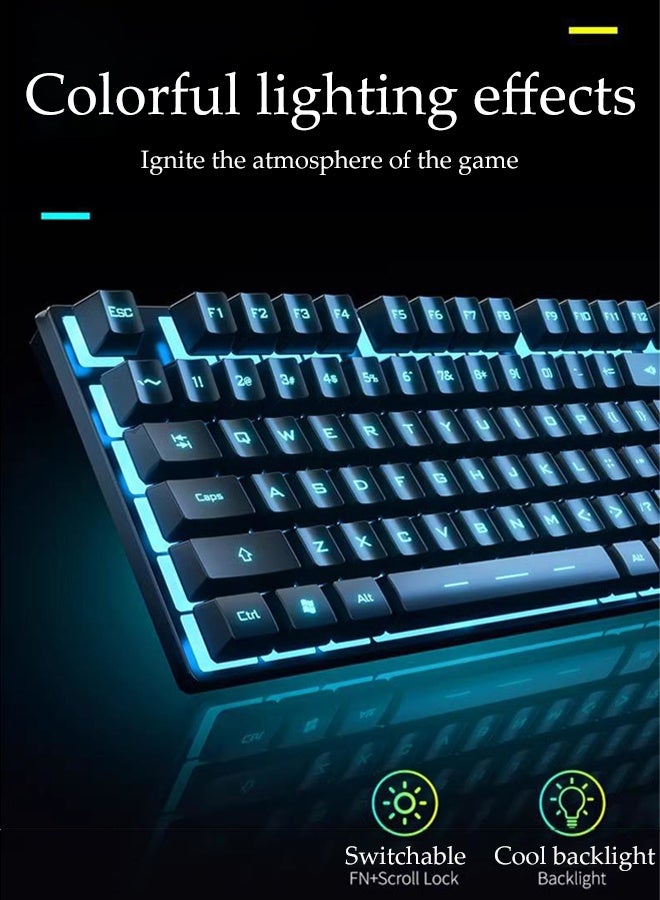 DUNISO Mechanical Gaming Keyboard 104 Key Floating Keycap Wired Keyboard with Ice Blue Backlit RGB Silent Office Keyboard for PC Gaming and Working - Image 2