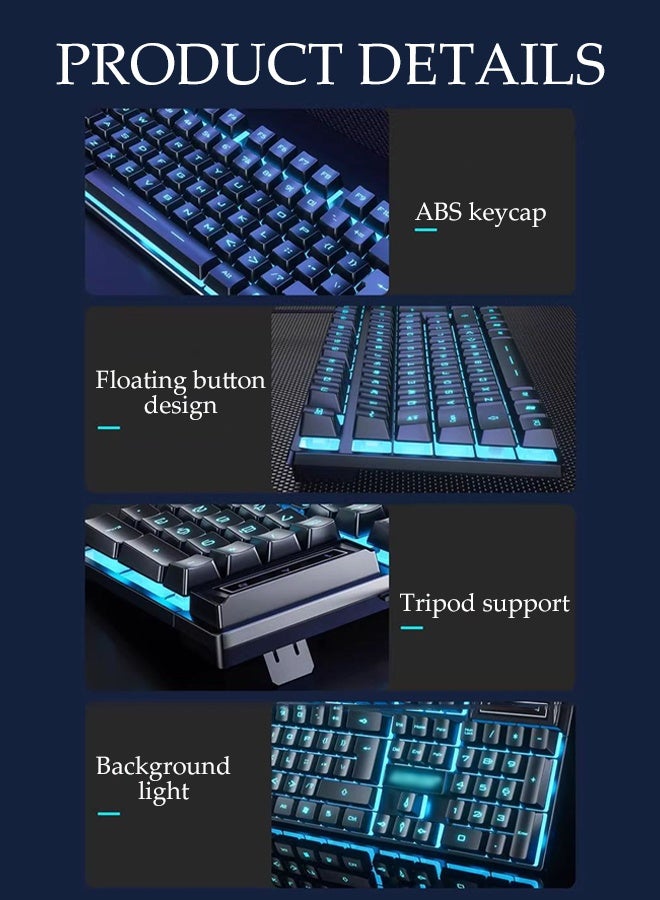 DUNISO Mechanical Gaming Keyboard 104 Key Floating Keycap Wired Keyboard with Ice Blue Backlit RGB Silent Office Keyboard for PC Gaming and Working - Image 5