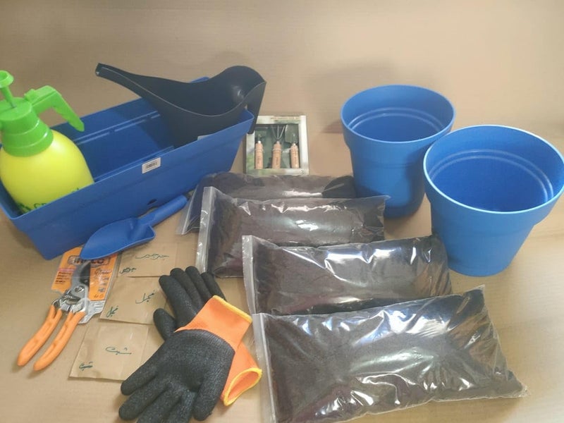 Garden Tool Set With Work Gloves Blue Seed Containers Plastic Planting Spoons Multipurpose Gardening Equipment - Image 2