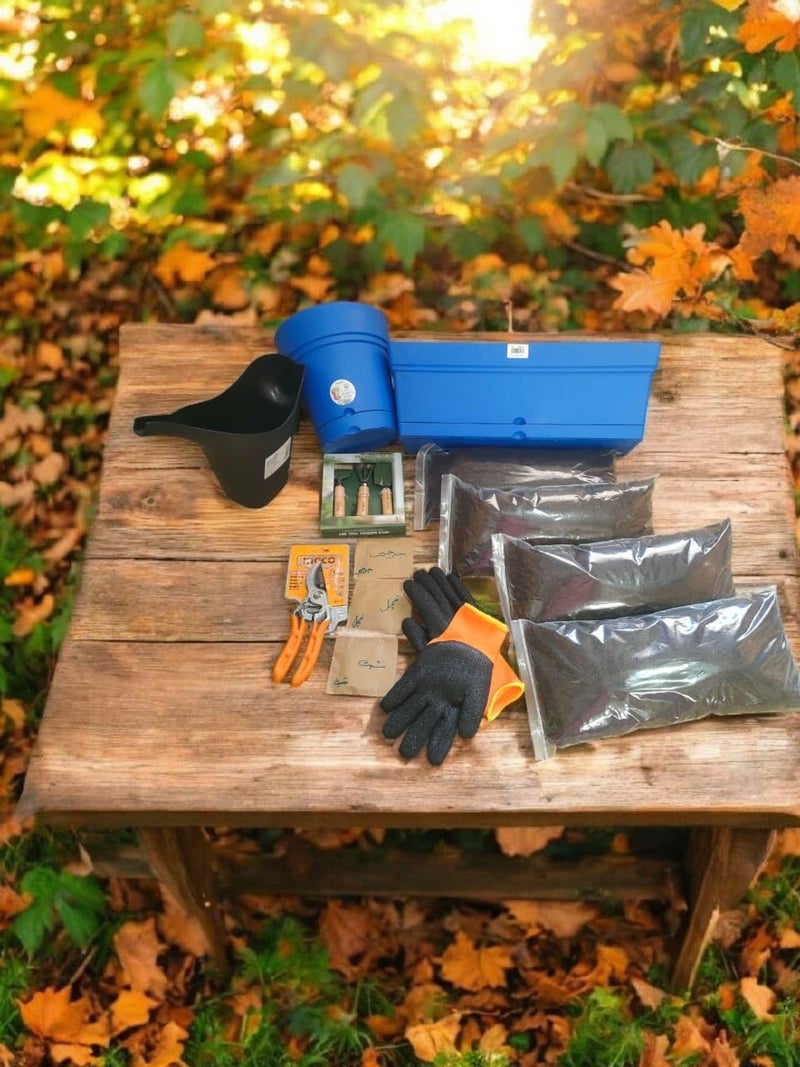 Garden Tool Set With Work Gloves Blue Seed Containers Plastic Planting Spoons Multipurpose Gardening Equipment - Image 5