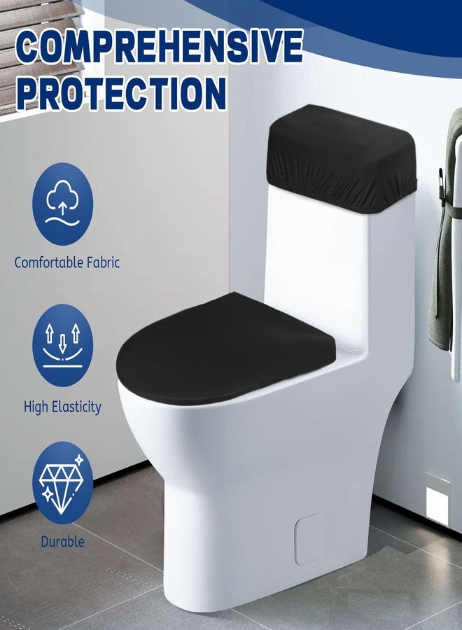 Bagentry 2 Kits of Toilet Lid Cover and Tank Cover, Polyester Toilet Top Cover Set with Elastic Bottom, Washable Toilet Cover Maintenance Accessories for Bathroom (Black, White) - Image 5