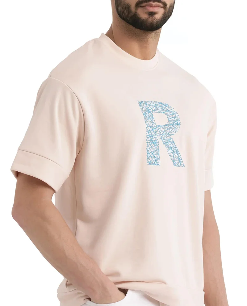 Rare Rabbit Men's Oversized Embroidered T-Shirt