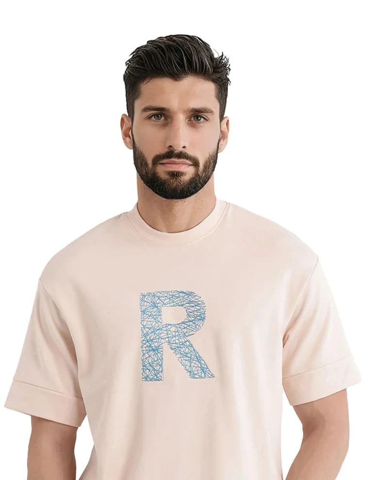 Rare Rabbit Men's Oversized Embroidered T-Shirt