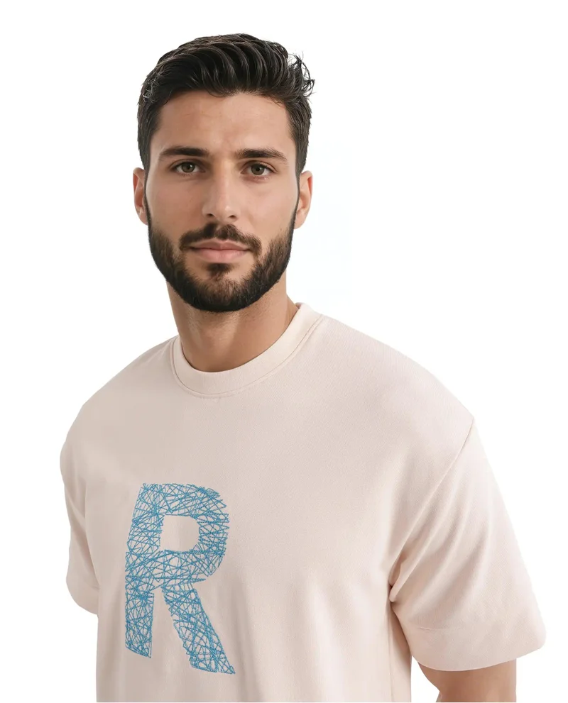 Rare Rabbit Men's Oversized Embroidered T-Shirt