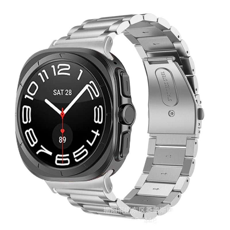 سوار ساعة ذكية باللون Starlight قابل للتعديل سوار معدني من الستانلس ستيل متوافق مع Samsung Galaxy Watch 44/45/47mm بملاءمة قابلة للتعديل وحزام بديل - Image 5
