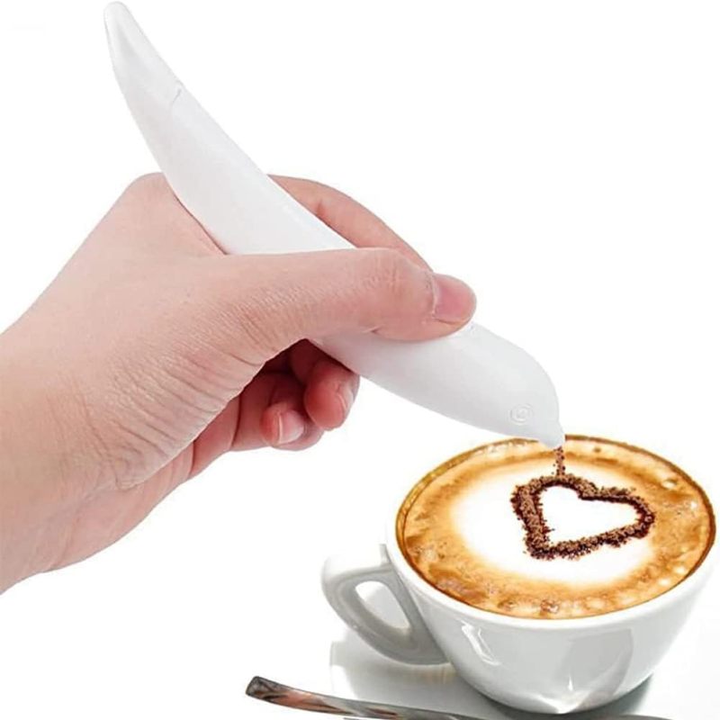 Electric Latte Pen White - Easy Refill & Operation Food Decoration Pen for Home Kitchen Baking Coffee Pastry Art - Image 3