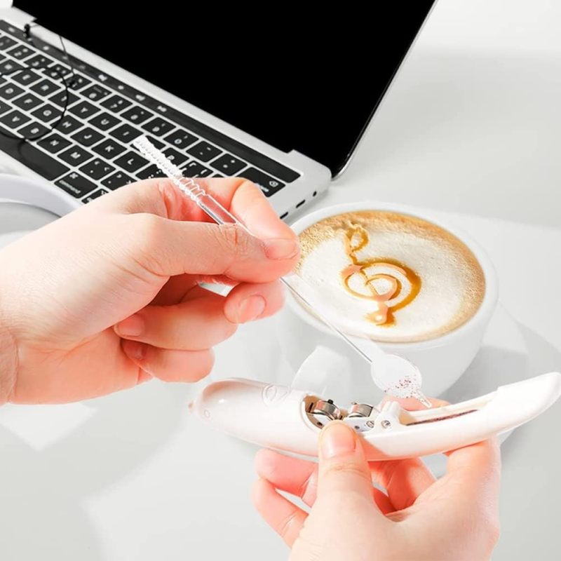 Electric Latte Pen White - Easy Refill & Operation Food Decoration Pen for Home Kitchen Baking Coffee Pastry Art - Image 5