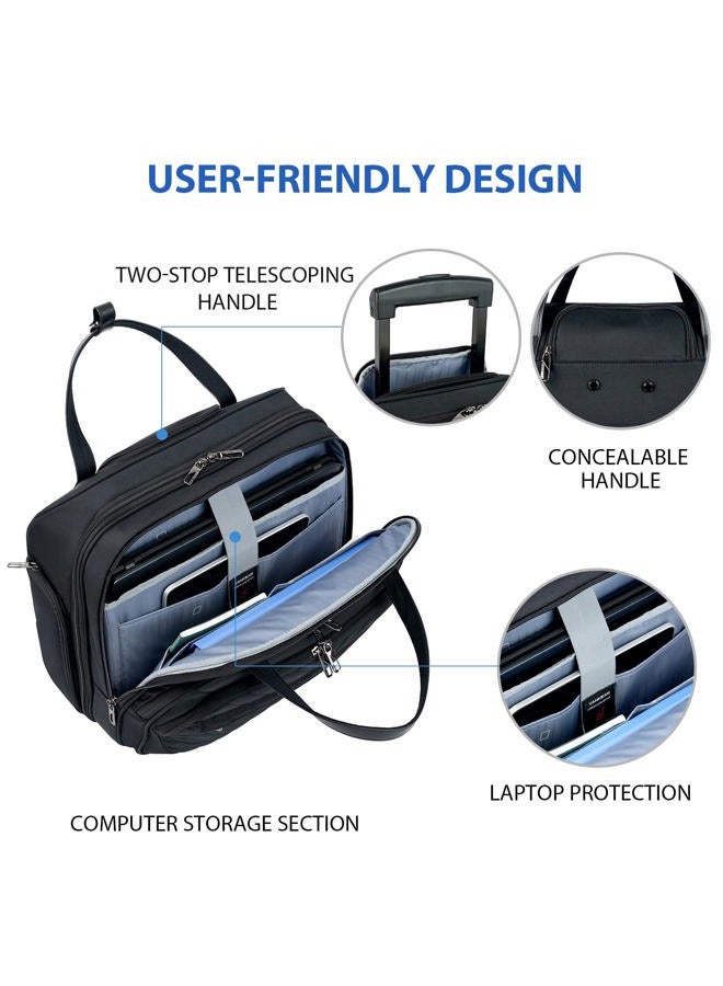 VANKEAN Rolling Laptop Bag Women with Wheels, 15.6 Inch Rolling Briefcase for Women, Water Repellent Overnight Rolling Computer Bag with RFID Pockets for Travel Business Work, Black - Image 4