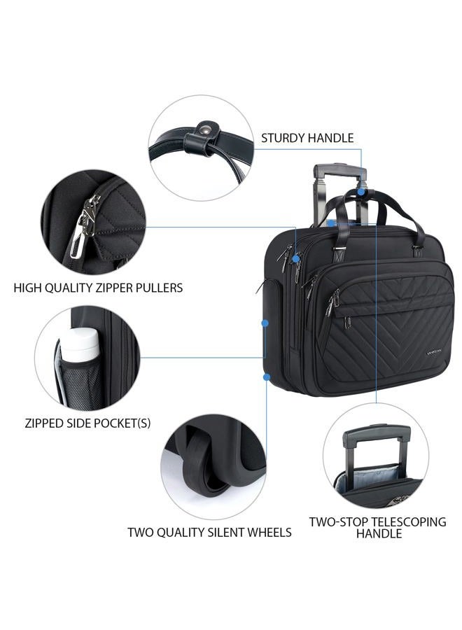 VANKEAN Rolling Laptop Bag Women with Wheels, 15.6 Inch Rolling Briefcase for Women, Water Repellent Overnight Rolling Computer Bag with RFID Pockets for Travel Business Work, Black - Image 2
