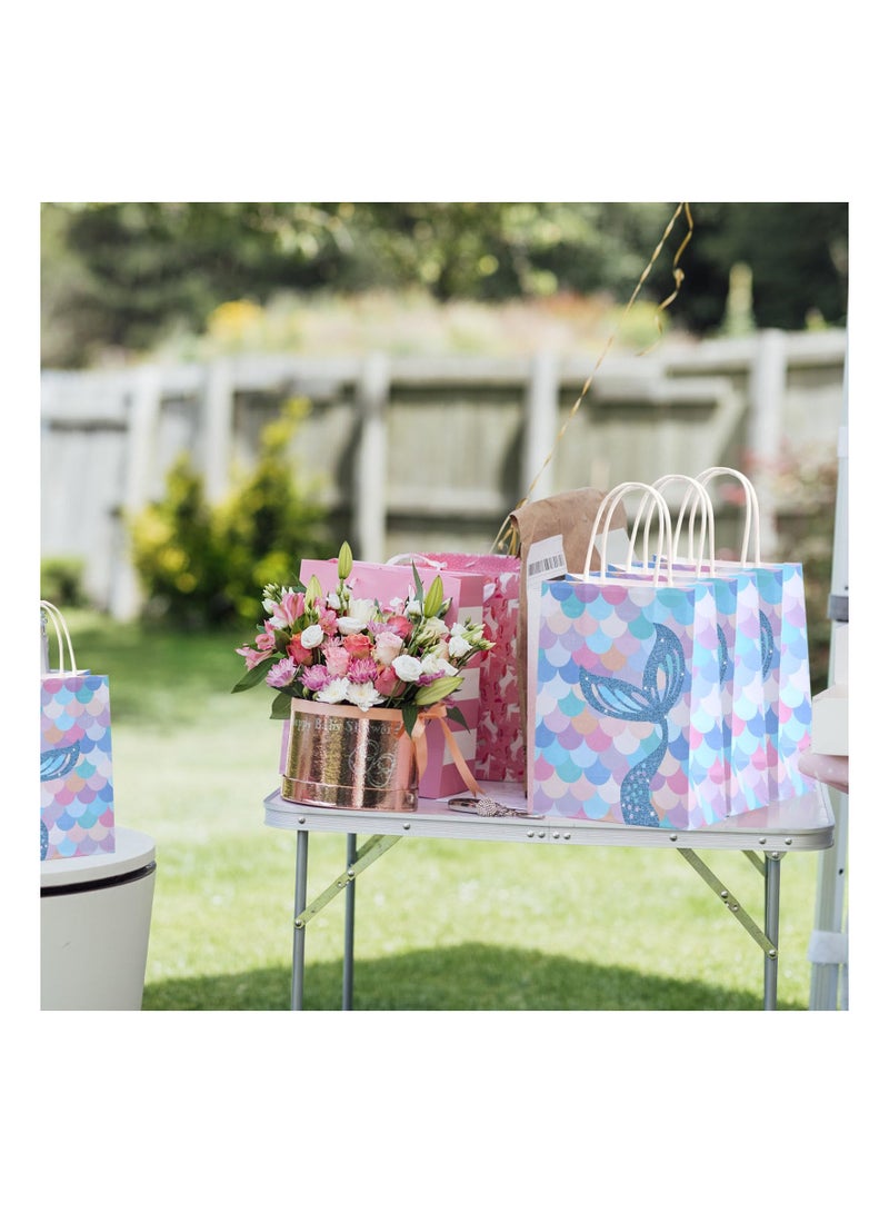 SOLARAE Mermaid-Themed Small Paper Gift Bags with Handles, Colorful Kraft Party Bags for Kids' Birthdays, Weddings, Graduations, and Celebrations (Set of 12) - Image 4