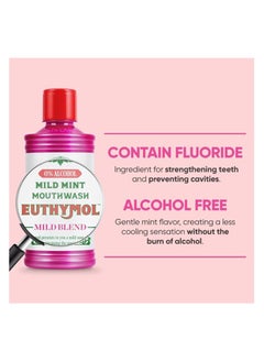 Euthymol Euthymol Mouthwash ICY Mint 500ml, Contains Flouride, Alcohol-Free, Distinctive Strong Taste Flavour  - Image 3