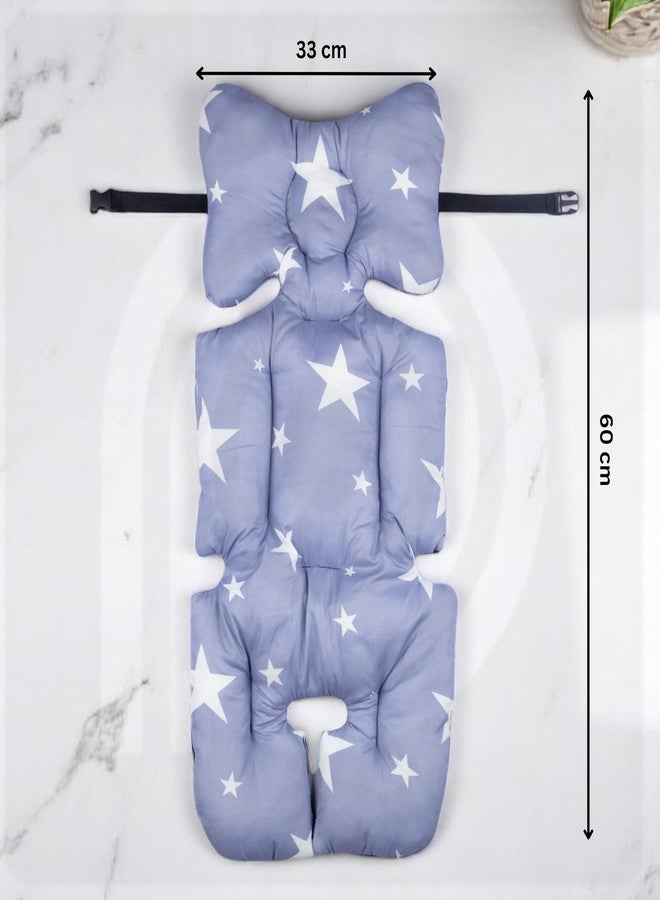 PRISO Baby Pushchair Mesh Pram Stroller Back Support Universal Seat Liner, Child Breathable Cushion Non-Slip Seat Pad Pillow Accessories Star Print Design. [Gray Color] - Image 3