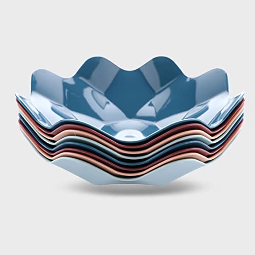 wolpin Designer Plastic Snacks Plate Set Fruits Serving Play (Set of 4 Pcs) Colorful Snacks/Breakfast Plate, Flower Shape, Multicolor - Image 5