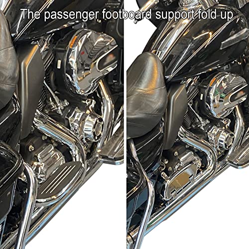 JUNJUMOTO Motorcycle Passenger Floorboard Streamliner Footboard with Mount Bracket Kit Fit for Harley Touring Road Glide Street Glide Road King Electra Glide 1993-2025 (Chrome) - Image 3