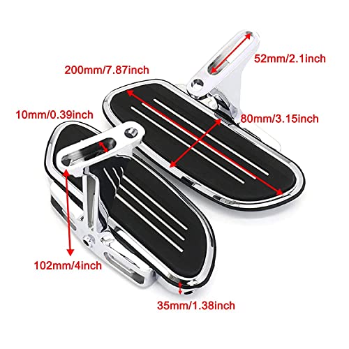JUNJUMOTO Motorcycle Passenger Floorboard Streamliner Footboard with Mount Bracket Kit Fit for Harley Touring Road Glide Street Glide Road King Electra Glide 1993-2025 (Chrome) - Image 4