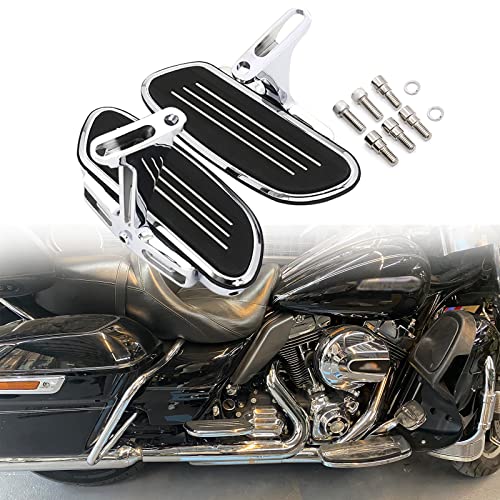 JUNJUMOTO Motorcycle Passenger Floorboard Streamliner Footboard with Mount Bracket Kit Fit for Harley Touring Road Glide Street Glide Road King Electra Glide 1993-2025 (Chrome) - Image 1