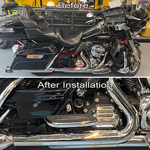 JUNJUMOTO Motorcycle Passenger Floorboard Streamliner Footboard with Mount Bracket Kit Fit for Harley Touring Road Glide Street Glide Road King Electra Glide 1993-2025 (Chrome) - Image 2