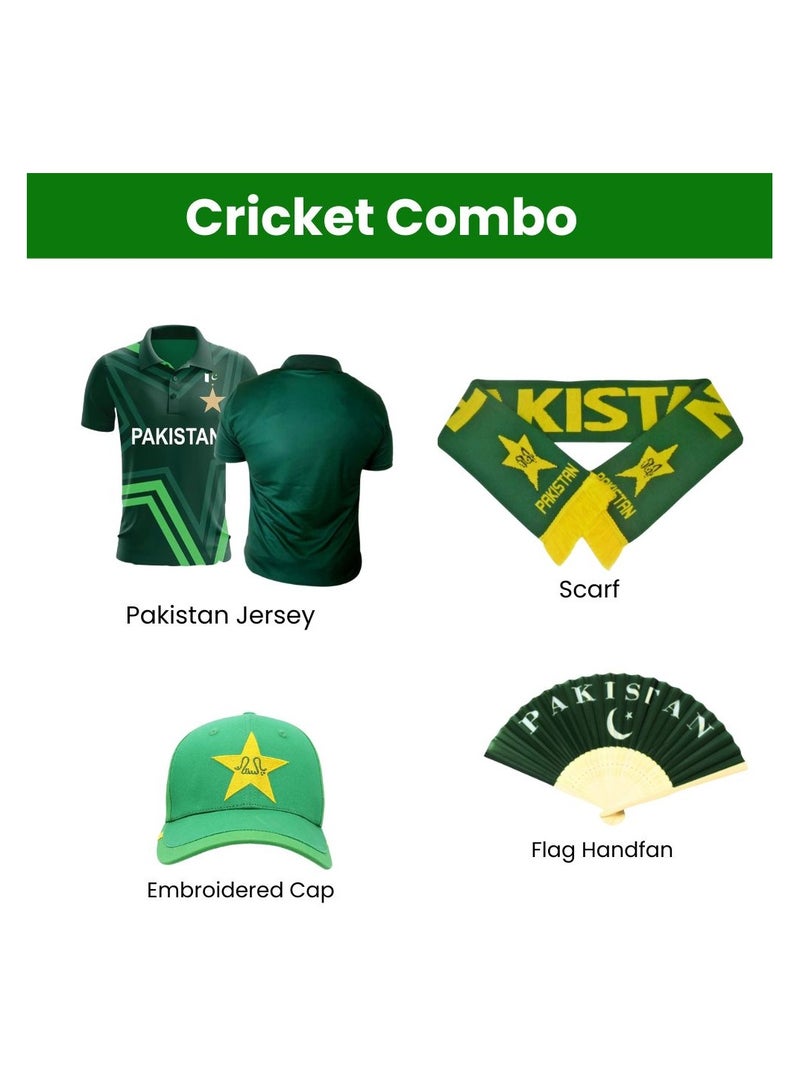 PRINTSHOP4ME Pakistan Cricket Combo–T-Shirt,Cap,Scarf&Hand Fan For Celebrations Match Days&Events  - Image 2