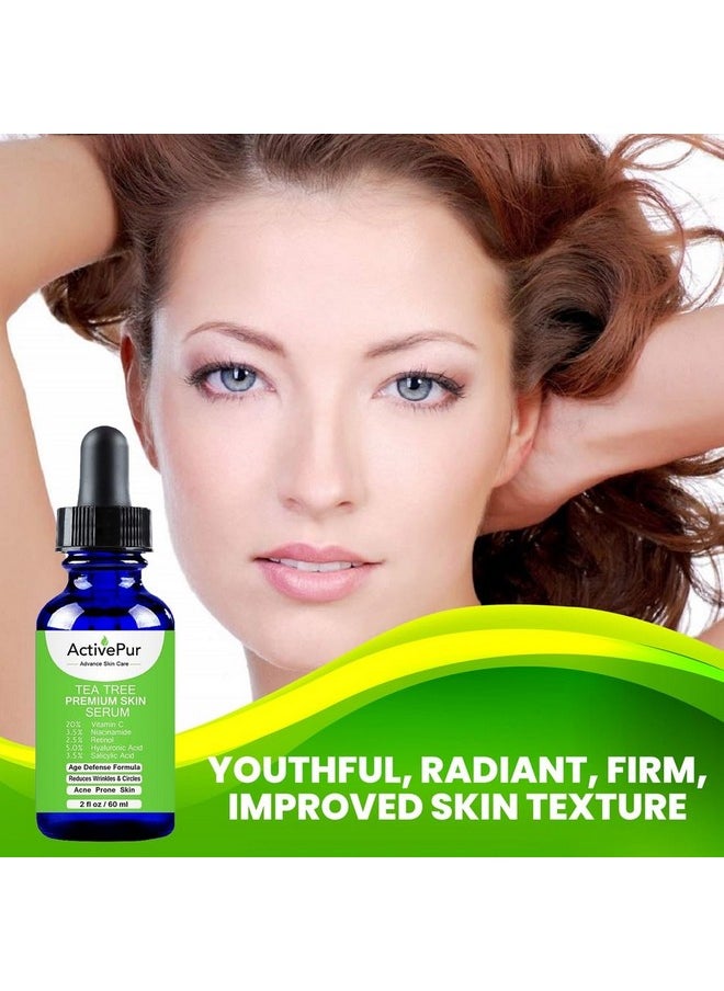 ActivePur - Tea Tree Serum Oil For Acne Facial Skin Serum 20% Vitamin C Hyaluronic Acid Retinol Helps In Hyperpigmentation Wrinkles Anti Aging Dark Spots Blemishes Acne Scars (2 Oz/60 Ml) - Image 1