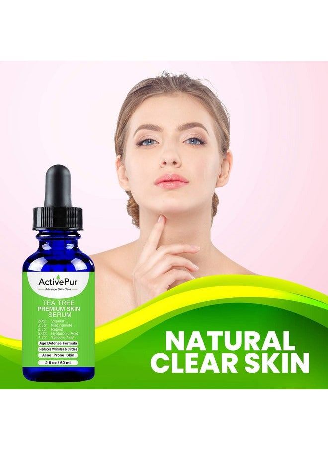 ActivePur - Tea Tree Serum Oil For Acne Facial Skin Serum 20% Vitamin C Hyaluronic Acid Retinol Helps In Hyperpigmentation Wrinkles Anti Aging Dark Spots Blemishes Acne Scars (2 Oz/60 Ml) - Image 1