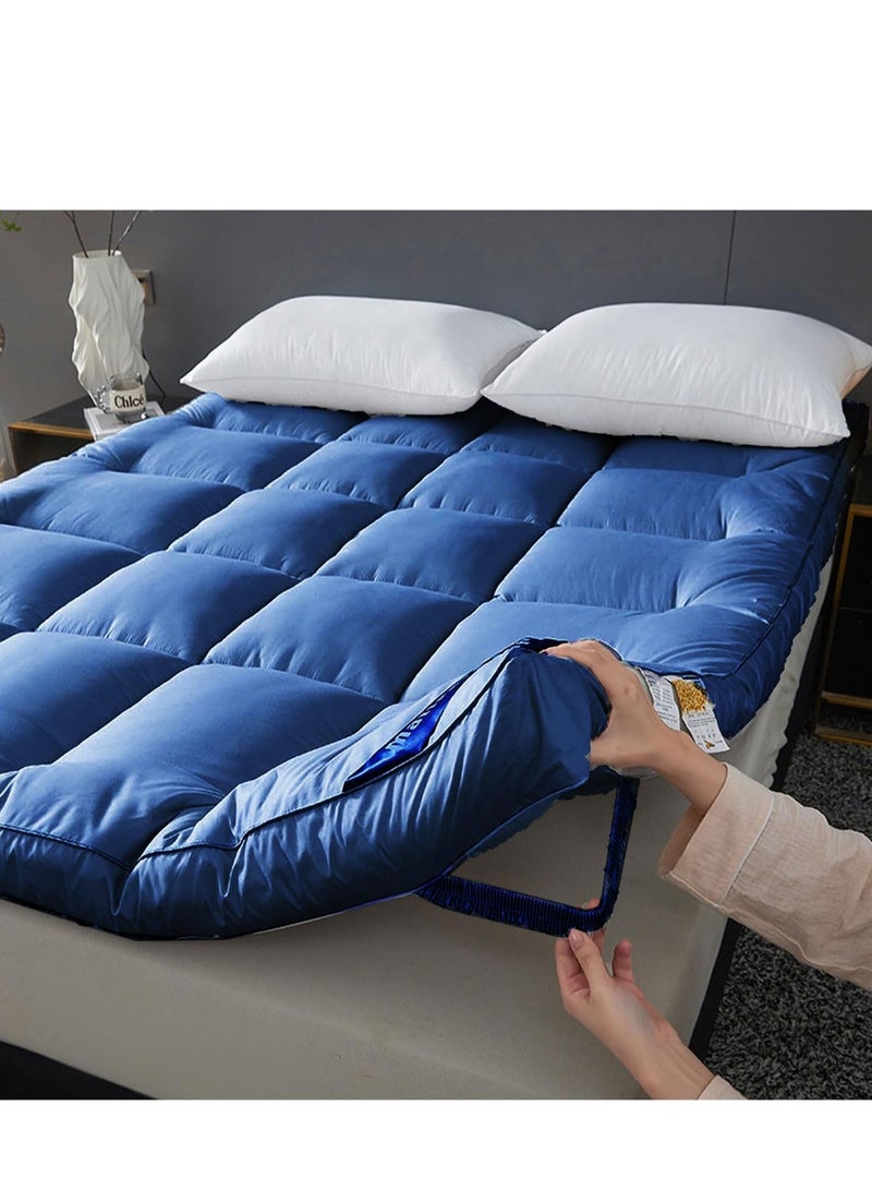 The Home Mart Home Mart Ultra-Plush 4-Inch Hotel Mattress Topper (200x200 cm) – 900 GSM Microfiber Fill, Firm Support, Super Soft Brushed Fabric, Deep Pocket Design with 4-Way Stretch Elastic Straps  - Image 1