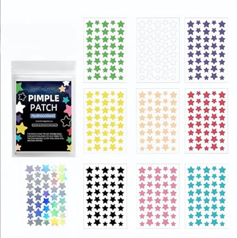 120 Pcs Star Pimple Patches - Colorful Hydrocolloid Acne Absorbing Cover for Face - Cute Star & Glitter Shapes Blemish Spot Treatment - Ultra-Thin, Alcohol-Free & Drug-Free Skincare for Day & Night (R - Image 1