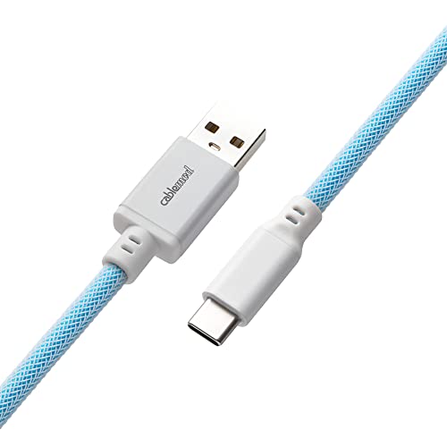 CableMod كابل مود كلاسيك كويلد لكابل لوحة المفاتيح (تشيز كيك التوت الأزرق، USB A إلى USB Type C، 150 سم) - Image 3
