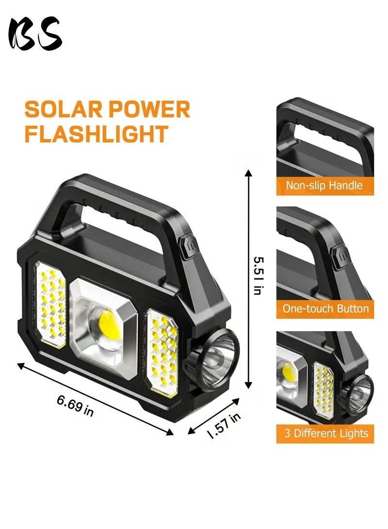 BS Solar-powered handheld flashlight | Multifunctional LED spotlight | USB rechargeable | 6 lighting modes | Waterproof design | Lightweight and portable | Ideal for outdoor camping or emergencies - Image 4