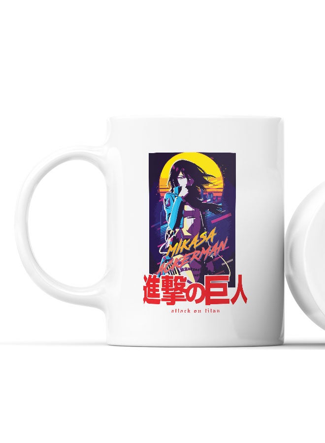 LIT Attack on Titan Mug Attack on Titan Mug for Coffee Mikasa Ackerman Gift Mug Hope Poster Style 80s Retro Design-Manga Comic Style - Image 2
