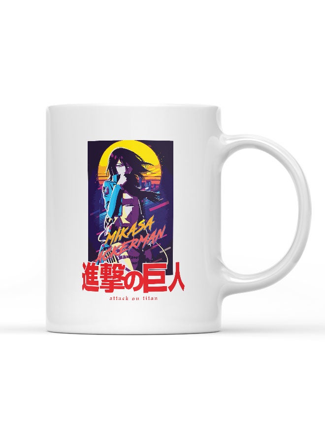 LIT Attack on Titan Mug Attack on Titan Mug for Coffee Mikasa Ackerman Gift Mug Hope Poster Style 80s Retro Design-Manga Comic Style - Image 1