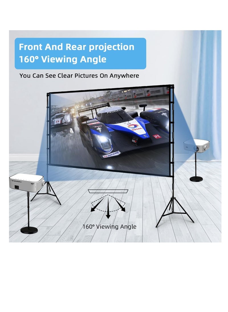 Generic Projector Screen and Stand, 120 inch Portable Projector Screen Indoor Outdoor Projector Screen 16:9 4K HD Wrinkle-Free Lightweight Movie Screen with Carry Bag for Backyard Movie Night  - Image 5