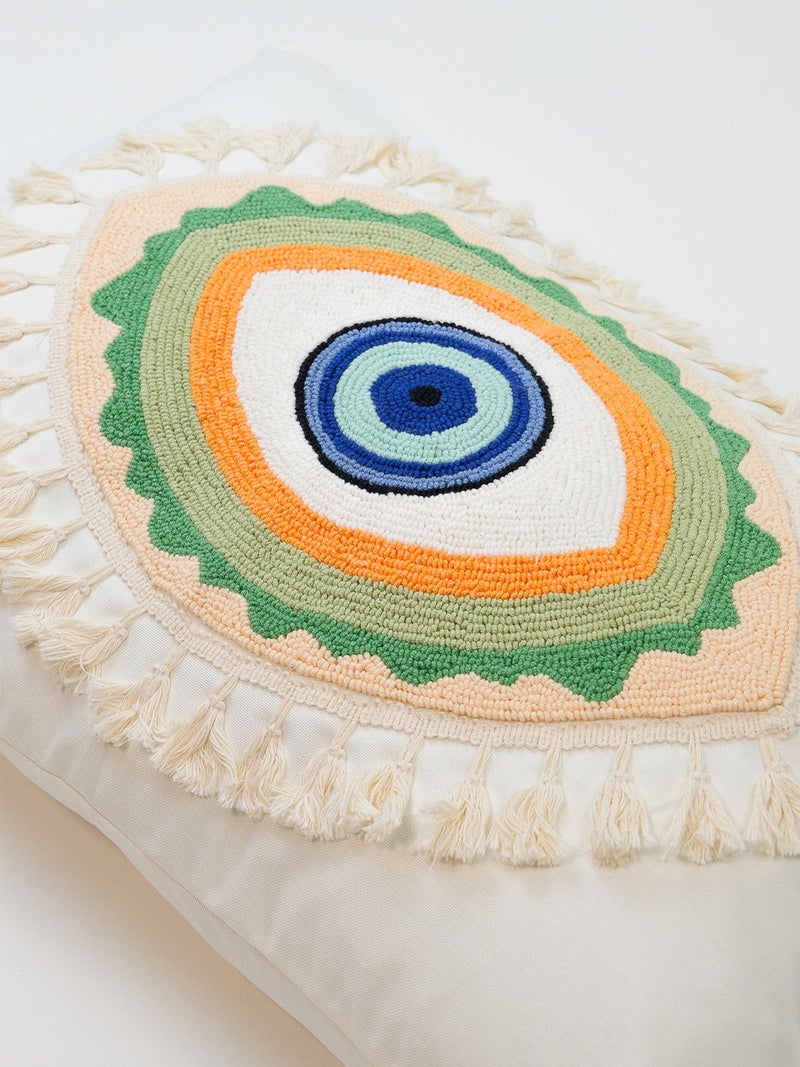 Galia Tasarım Eye Figured Tassel Punch Cushion Cover  - Image 4