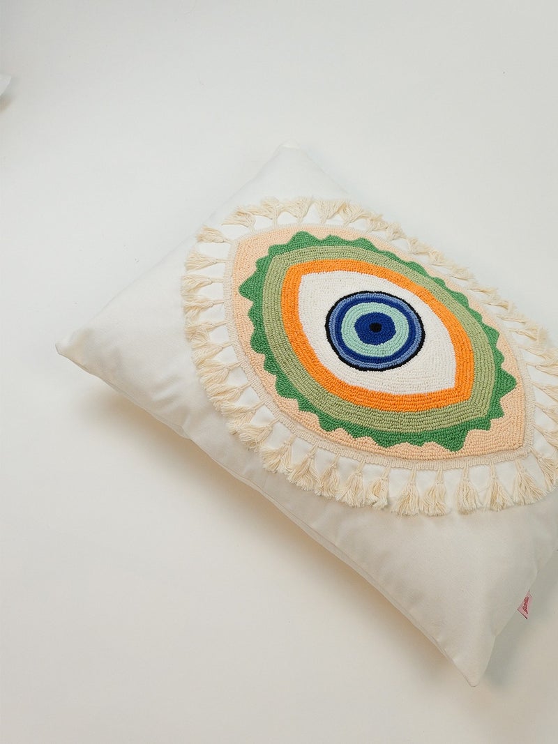 Galia Tasarım Eye Figured Tassel Punch Cushion Cover  - Image 5
