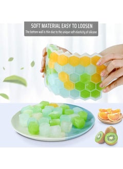 Y&D 2-Piece Kitchen Ice Cube Tray Maker Flexible Base for Easy Release Use Spill Resistant Stackable Lid to Save Freezer Space Easy-Release Silicone and  - Image 2