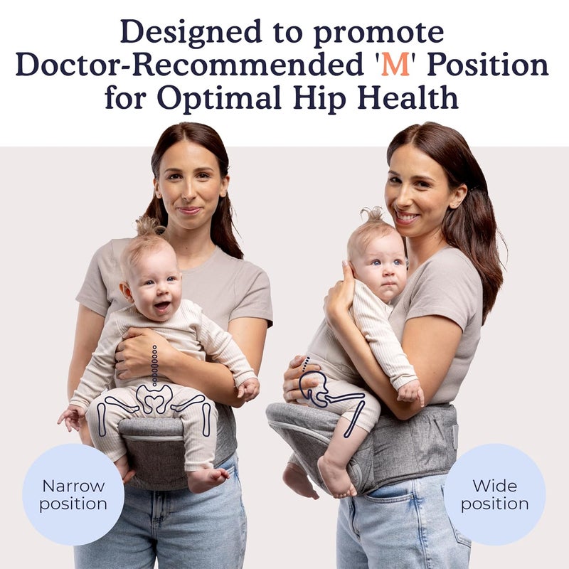 BECO حاملة الأطفال بيكو بيبي هب سيت قابلة للطي بتصميم موفر للمساحة حاملة مريحة مع حزام خصر قابل للتعديل و جيوب تخزين للمواليد حتى toddlers 036 شهر رمادي - Image 3