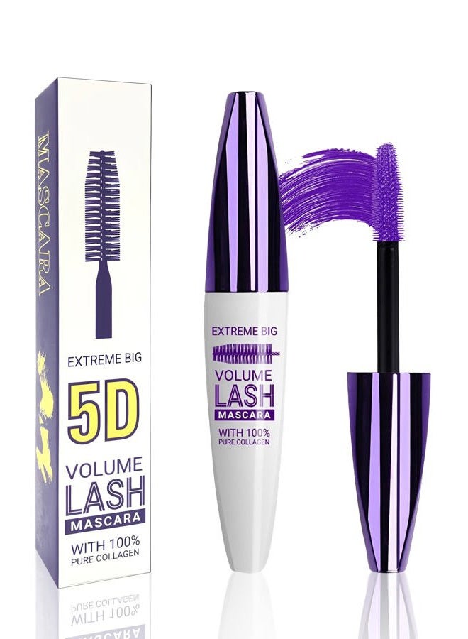 LYSdefeu ماسكارا بنفسجية 5D للحجم والطول، 1 قطعة ماسكارا مقاومة للماء وغير قابلة للتلطخ لأهداب العين، تكثيف وتحديد الرموش، ماسكارا ملونة طويلة الأمد للنساء لمكياج العيون - Image 1