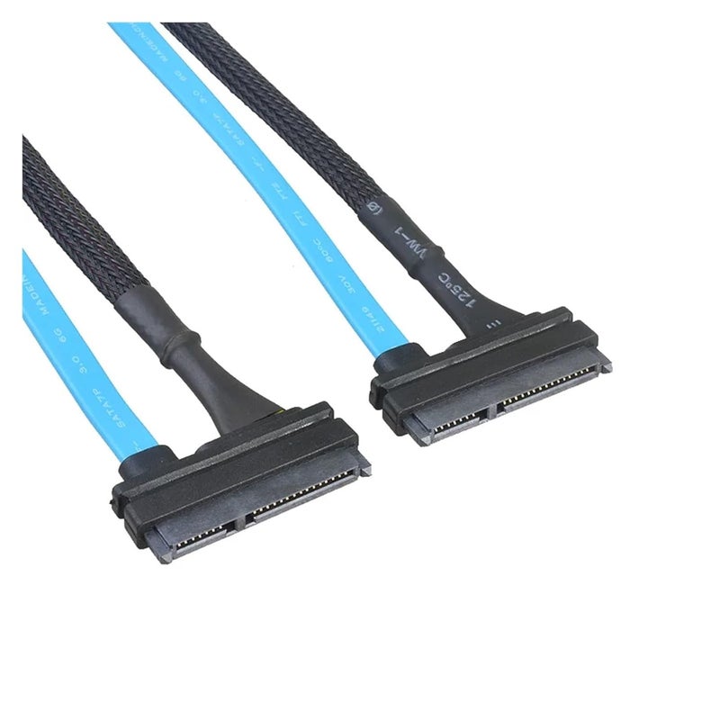 Female To Female 7 15 Pin SATA Extension Cable 30cm Black Nylon Sleeved - Image 3