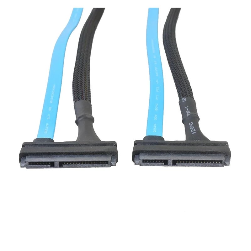 Female To Female 7 15 Pin SATA Extension Cable 30cm Black Nylon Sleeved - Image 4