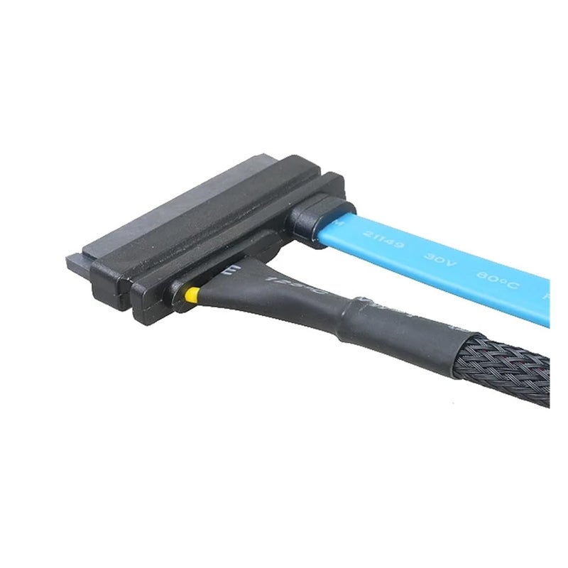 Female To Female 7 15 Pin SATA Extension Cable 30cm Black Nylon Sleeved - Image 5