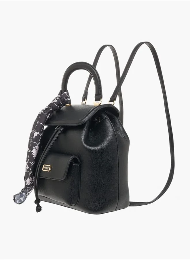 ميسي Womens Missy Textured Backpack With Adjustable Straps And Scarf Accent