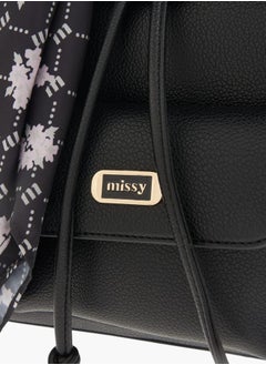 MISSY Womens Missy Textured Backpack With Adjustable Straps And Scarf Accent  - Image 4