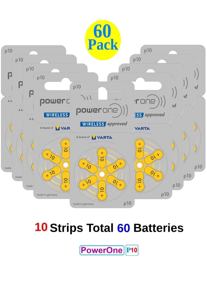 Power One PowerOne 1.45V Original German High Level Hearing Aid Batteries P10 Pack Of 60 Pieces  - Image 1