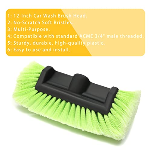 Forgrace 12" Car Wash Brush with Soft Bristle Auto RV Truck Boat Camper Car Exterior Washing Heavy Duty Tri-Level Dip Green - Image 3