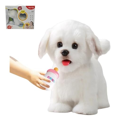 CU-MATE Plush Interactive Maltese Simulation Dog Puppy Dog Toy for Kidswith Walking Barking Wagging Tail Talking Robotic Present Pet Toy for Toddler Kids Girls Boys - Image 1