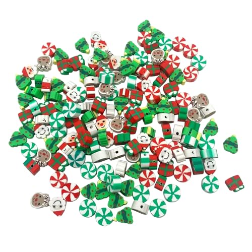 PEVOGON 100 Pcs Christams Polymer Clay Beads Mixed Heishi Spacer Beads Supplies for DIY Bracelet Earring Necklace Jewelry Making - Image 3