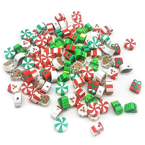 PEVOGON 100 Pcs Christams Polymer Clay Beads Mixed Heishi Spacer Beads Supplies for DIY Bracelet Earring Necklace Jewelry Making - Image 4