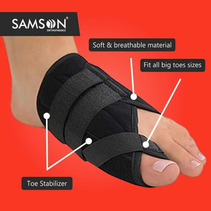 Samson دعامة هالوكس فالغوس، مصحح أصابع القدم مع دعم كسر الأصابع ودعم القدم لتخفيف الألم، فاصل أصابع، تقويم للأصابع، مصحح إبهام للنساء والرجال، عالمي - Image 2